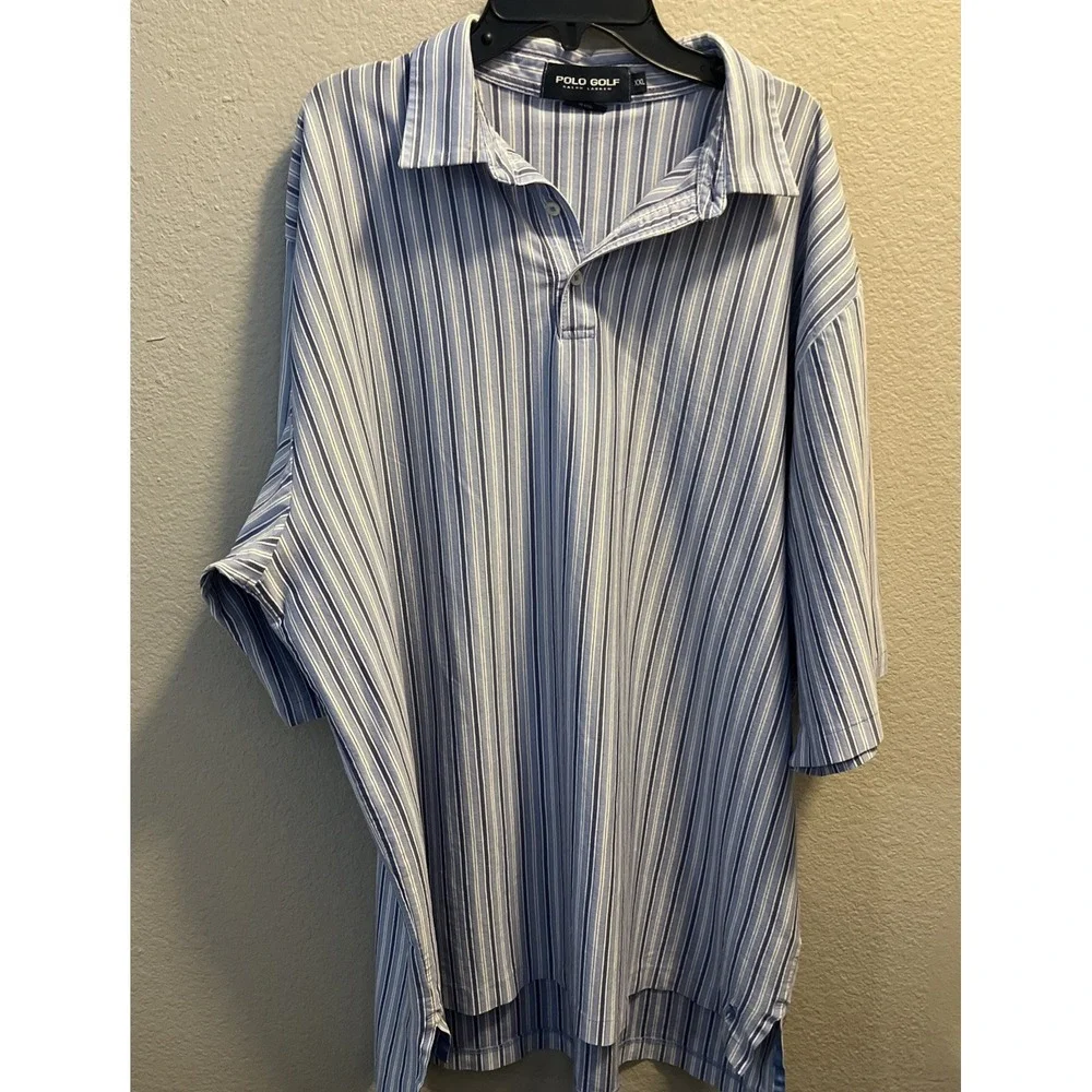 Ralph Lauren Golf Polo Shirt - Blue/White Stripes XXL